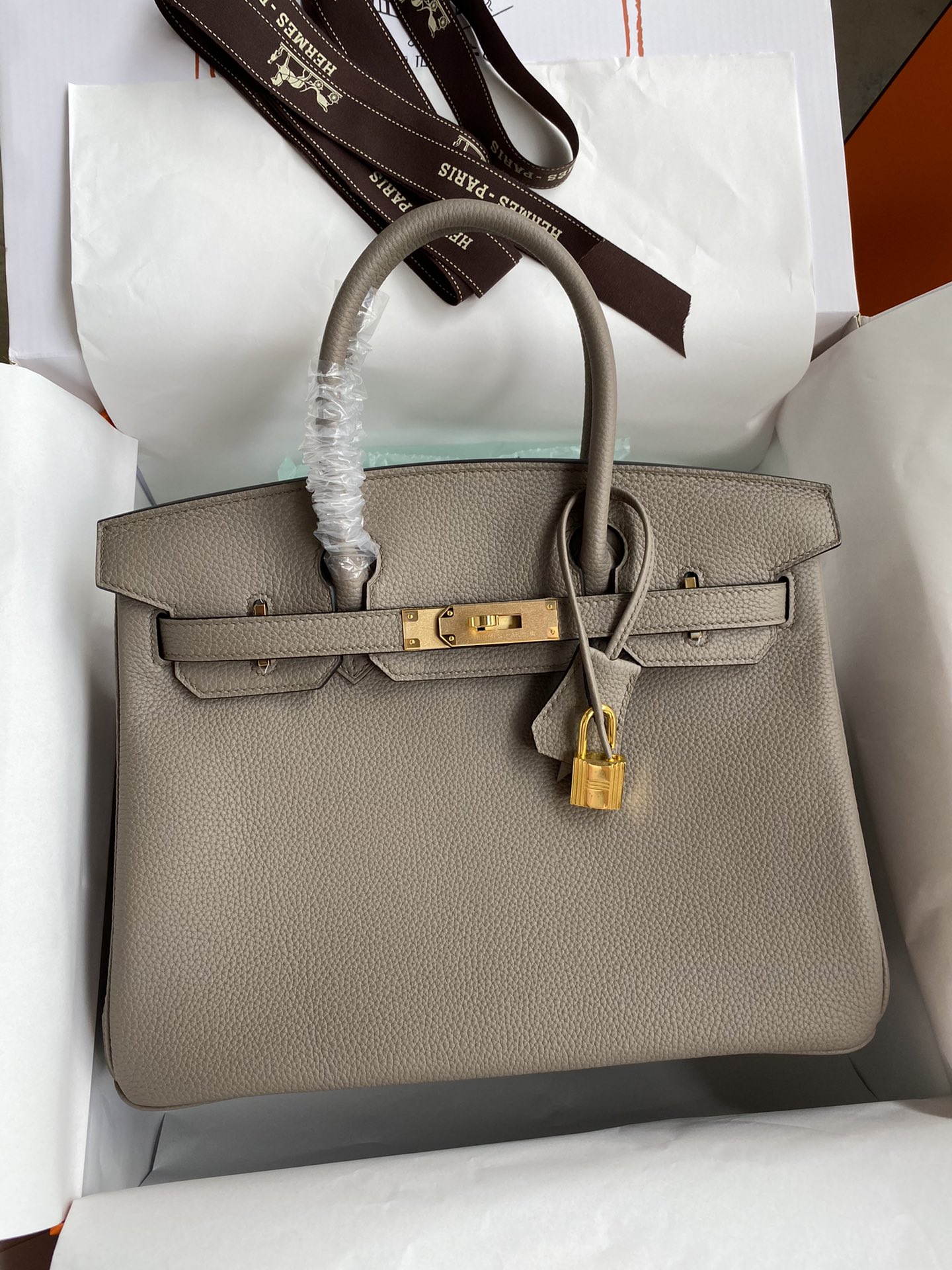 Hermes Birkin 30CM Togo Leather Handbag Grey